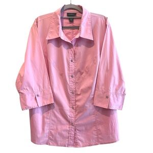 Lane Bryant 3/4 Sleeve Button Front Blouse Plus‎ Size Pink Size 18/20
